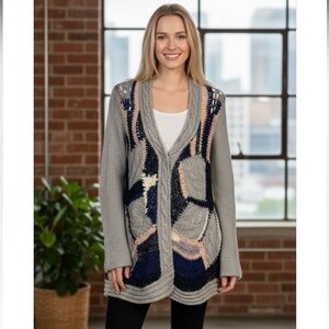 Free People Multicolor Knit Cardigan Sweater snap button closure